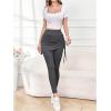 imageWomens 2 in 1 High Waisted Drawstring Side Ruched Skirted Leggings Slim Fit Workout Lounge BottomsGrey