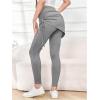 imageWomens 2 in 1 High Waisted Drawstring Side Ruched Skirted Leggings Slim Fit Workout Lounge BottomsLight Grey
