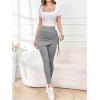 imageWomens 2 in 1 High Waisted Drawstring Side Ruched Skirted Leggings Slim Fit Workout Lounge BottomsLight Grey