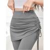 imageWomens 2 in 1 High Waisted Drawstring Side Ruched Skirted Leggings Slim Fit Workout Lounge BottomsLight Grey