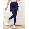 imageWomens 2 in 1 High Waisted Drawstring Side Ruched Skirted Leggings Slim Fit Workout Lounge BottomsRoyal Blue