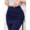 imageWomens 2 in 1 High Waisted Drawstring Side Ruched Skirted Leggings Slim Fit Workout Lounge BottomsRoyal Blue