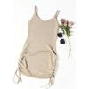imageWomens Casual Short Cami Sweater Dress Sleeveless Drawstring Side Knitted Mini DressKhaki