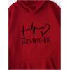 imageWomens Graphic Sweatshirts Long Sleeve Drawstring Hoodies Drop Shoulder Hooded Pullover SweatshirtRed