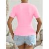 imageWomens Heart Cut Out Drawstring T Shirts Casual Short Sleeve Crewneck Slim Fit TopsLight Pink