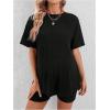 imageWomens Maternity Pajamas Set 2 Piece Outfits Rib Knit T Shirt and Biker Shorts Lounge Set SleepwearBlack