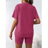 imageWomens Maternity Pajamas Set 2 Piece Outfits Rib Knit T Shirt and Biker Shorts Lounge Set SleepwearHot Pink