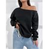 imageWomens Off The Shoulder Sweatshirt Drop Shoulder Long Sleeve Pullover Tops Trendy Fall OutfitsBlack