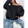 imageWomens Off The Shoulder Sweatshirt Drop Shoulder Long Sleeve Pullover Tops Trendy Fall OutfitsBlack