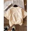 imageWomens Plus Size Bow Knot Print Tee Graphic Round Neck Short Sleeve T Shirt Oversize Casual TopsKhaki