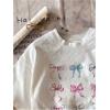 imageWomens Plus Size Bow Knot Print Tee Graphic Round Neck Short Sleeve T Shirt Oversize Casual TopsWhite