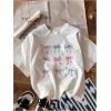imageWomens Plus Size Bow Knot Print Tee Graphic Round Neck Short Sleeve T Shirt Oversize Casual TopsWhite