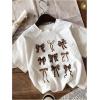 imageWomens Plus Size Bow Knot Print Tee Graphic Round Neck Short Sleeve T Shirt Oversize Casual TopsWhite Bow