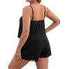imageWomens Plus Size Pajama Sets 2 Piece Lace Trim Sleeveless Camisoles and Shorts Sleepwear LoungewearBlack