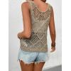 imageWomens Sleeveless Crochet Tank Top Knitted Sweater Vest Hollow Out Scoop Neck Tops Boho Cover Up PulloverSolid Green