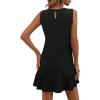 imageWomens Summer Dress Ruffle Hem Sleeveless Tank Dress Crewneck Flounce Smock Short DressBlack