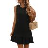 imageWomens Summer Dress Ruffle Hem Sleeveless Tank Dress Crewneck Flounce Smock Short DressBlack