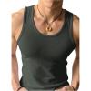 imageMens Sleeveless Tank Tops Ribbed Knit Scoop Neck Tank Undershirt Workout Gym Muscle Tank TShirtDark Green