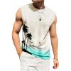 imageMens Tank Tops Summer Tropical Hawaiian Sleeveless Shirts Casual Beach Vacation Tank ShirtsWhite and Green