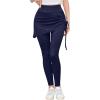 imageWomens 2 in 1 High Waisted Drawstring Side Ruched Skirted Leggings Slim Fit Workout Lounge BottomsRoyal Blue