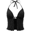 imageWomens Mesh Backless Halter Top Sleeveless Lettuce Trim Summer Crop Tops Y2K ShirtsBlack