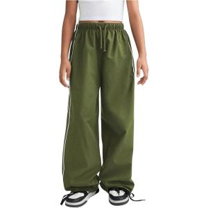 imageGirls Wide Leg High Waist Sweatpants Side Striped Extra Long Baggy Track Pants TrousersArmy Green