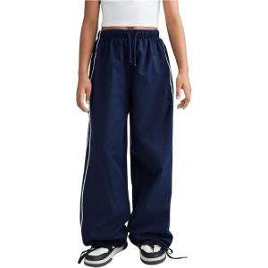 imageGirls Wide Leg High Waist Sweatpants Side Striped Extra Long Baggy Track Pants TrousersDark Blue