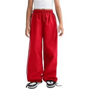 imageGirls Wide Leg High Waist Sweatpants Side Striped Extra Long Baggy Track Pants TrousersRed