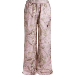 imageMens Camo Print Straight Leg Pants Elastic Waist Loose Casual Trousers StreetwearPink