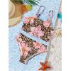 imageGirls 2 Piece Floral Leopard Swimsuit Wireless Spaghetti Strap Cute Bikini Bathing Suit BeachwearMulticolor