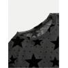 imageGirls 2 Piece Outfits Star Graphic Y2K Sheer Mesh Shirts and Spaghetti Strap Camisole TopsBlack