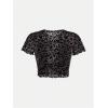 imageGirls 2 Piece Outfits Star Graphic Y2K Sheer Mesh Shirts and Spaghetti Strap Camisole TopsLeopard Black