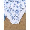 imageGirls Swimsuits 3 Piece Floral Spaghetti Strap Wireless Swimwear with Ruched Beach Skirts Bathing SuitsBlue and White