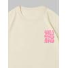 imageWomens Baggy Graphic Tees Letter Print Short Sleeve Crewneck T Shirt Casual Summer TopsApricot Graphic