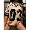 imageWomens Plus Size Leopard Jersey Shirts V Neck Short Sleeve Number Graphic Tees Football Tshirts