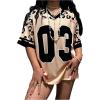 imageWomens Plus Size Leopard Jersey Shirts V Neck Short Sleeve Number Graphic Tees Football Tshirts