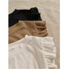 imageWomens 3 Packs Ruffle Cap Sleeve Tops Ribbed Knit Crew Neck Slim Fit T Shirt Summer TeesMulticolor