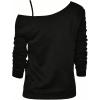 imageWomens Plus Size Heart Graphic Tees Asymmetrical Cold Shoulder Long Sleeve T Shirt Y2K TopsBlack