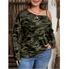 imageWomens Plus Size Heart Graphic Tees Asymmetrical Cold Shoulder Long Sleeve T Shirt Y2K TopsMulticolor
