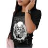 imageWomens Goth Skull Graphic Tees Crewneck Short Sleeve Letter Print T Shirt Casual Y2K Tops