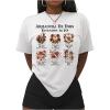 imageWomens Letter Graphic Tees Short Sleeve Crew Neck Funny T Shirt Casual Summer TopsWhite