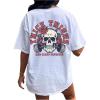 imageWomens Plus Size Graphic Tees Letter Print Short Sleeve T Shirts Casual Crew Neck TopsSkull White
