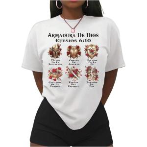 imageWomens Letter Graphic Tees Short Sleeve Crew Neck Funny T Shirt Casual Summer TopsWhite