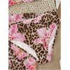 imageGirls 3 Piece Floral Leopard Bathing Suit O Ring Padded Bikini Set Swimsuits with Beach SkirtBrown