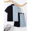 imageBoys 2 Piece Outfits Floral Print Short Sleeve Crewneck T Shirt and Shorts Set Summer OutfitsBlue