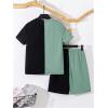 imageBoys 2 Piece Outfits Floral Print Short Sleeve Crewneck T Shirt and Shorts Set Summer OutfitsGreen