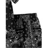 imageBoys 2 Piece Outfits Paisley Geo Graphic Print Short Sleeve Button Down Shirt and Shorts SetBlack