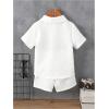 imageBoys 2 Piece Outfits Short Sleeve Collar Button Down Shirts and Shorts Set Vacation OutfitsWhite