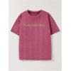 imageBoys Letter Print Graphic Tees Short Sleeve Vintage T Shirt Round Neck Summer Tops StreetwearHot Pink
