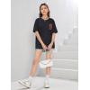 imageCOZYEASE Girls Letter Graphic Tees Short Sleeve Crewneck Oversized T Shirts Summer Clothes for GirlsBlack Patterned